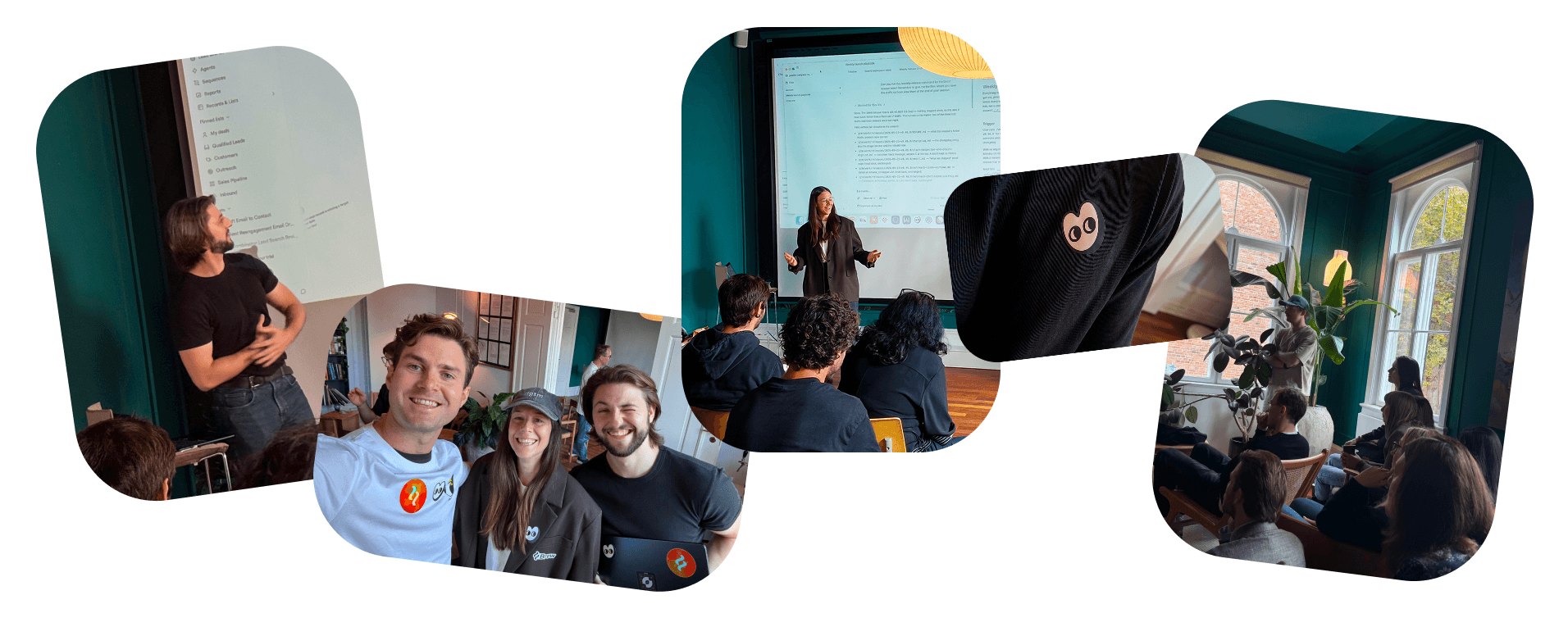 Photos from the Agentic GTM event in Copenhagen: speakers presenting to a full room